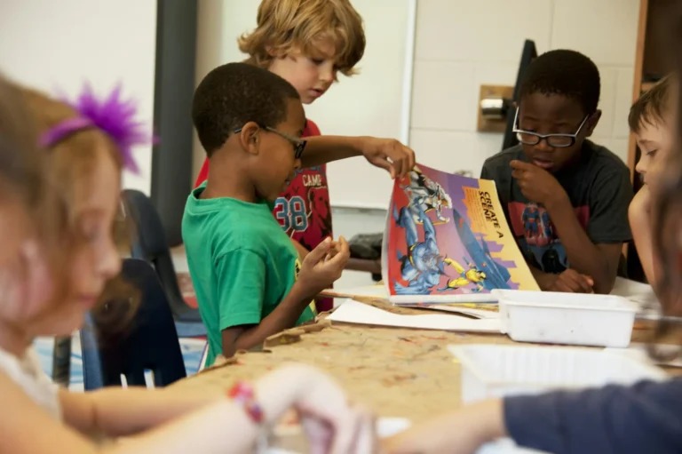 Children creating art together